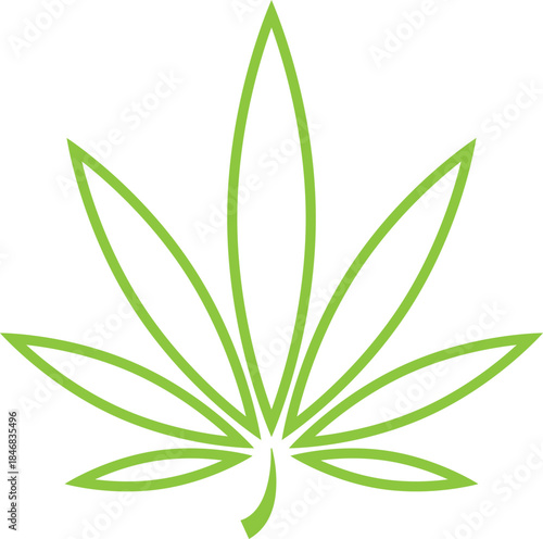 Light green outline icon of cannabis leaf