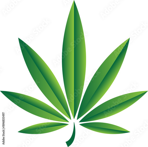 Glossy cannabis leaf icon with realistic shading