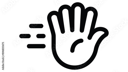 hand stop gesture icon representing halt, warning, no entry, pause action and user interface control symbol for safety and restriction concept