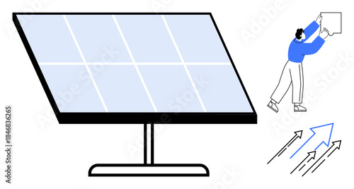 Renewable energy concept. Solar panel emphasizing sustainability, clean power, and eco-friendly solutions. Renewable energy fostering innovation, growth, and environmental protection. For energy