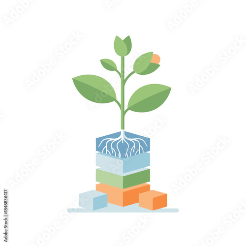 Growing Concept: Depicting growth, representing the stages of development from seed to flourishing life, symbolizing sustainability. 