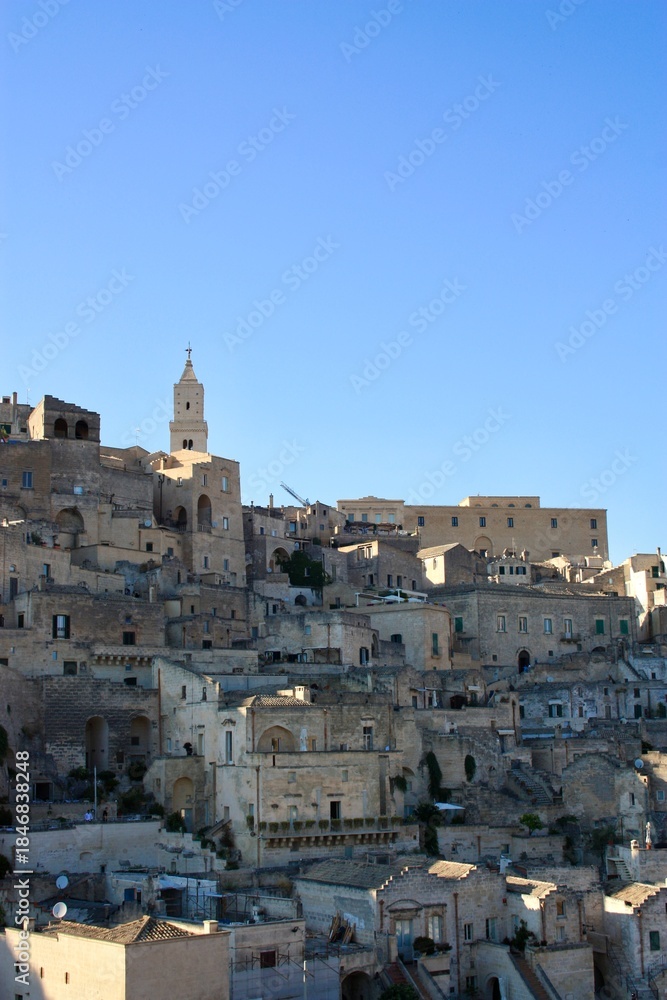 Fototapeta premium Matera, Italy - 12 August 2025: Matera historic cityscape and streets