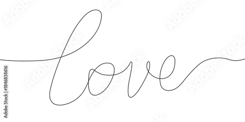 single line love word vector illustration