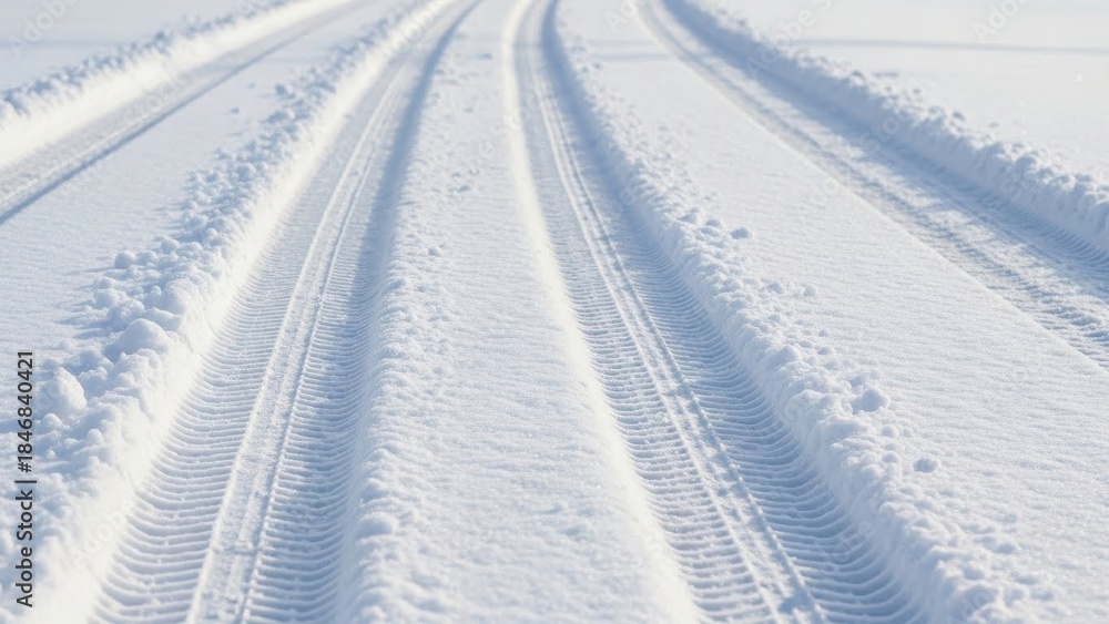 Obraz premium Snow tire tracks