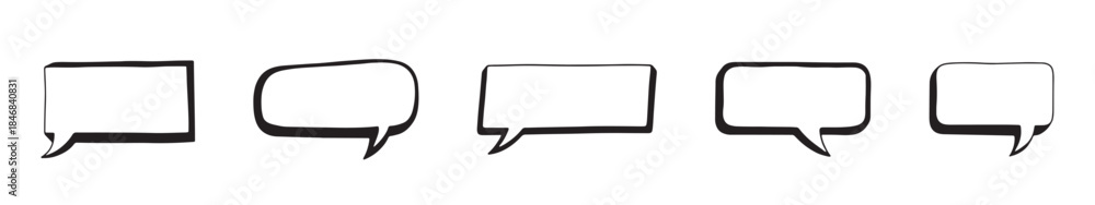 Fototapeta premium Set of blank rectangular speech bubbles with rough hand-drawn edges, ideal for comic strips or quotes