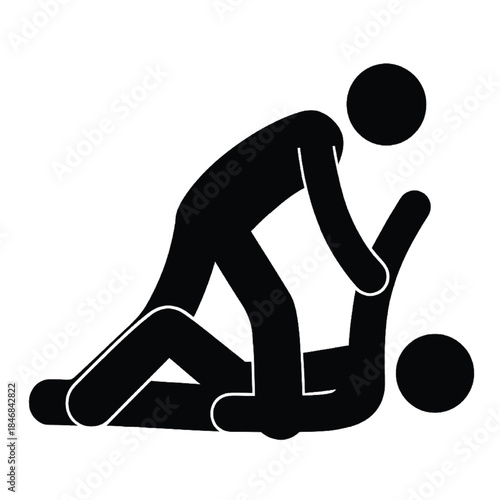 Intimate Interaction Silhouette: A minimalist graphic representation of a couple in a moment of closeness and connection, focusing on the intimate bond between two figures.