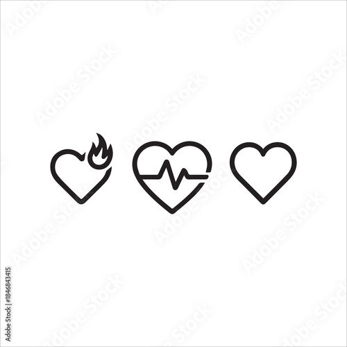 black Heart vector icon. heartbeat icon on isolated background. Symbol cardiogram heart logo in linear style. Vector illustration