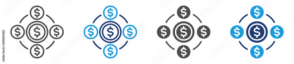 Fototapeta premium funds icon set with multiple style