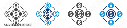 funds icon set with multiple style
