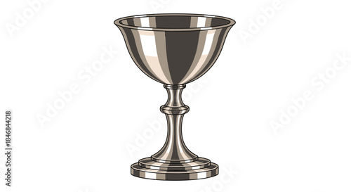 Elegant, realistic illustration of a silver or pewter goblet, a classic stemmed drinking cup often used for wine or water.