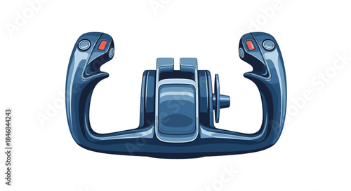 Detailed and realistic illustration of an aircraft flight yoke, the control wheel used by a pilot to steer an airplane.