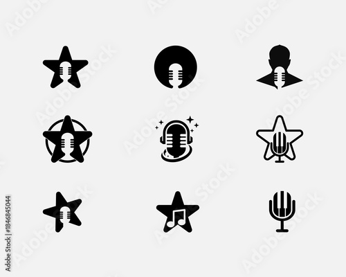Microphone and Podcast Vector Icon Set