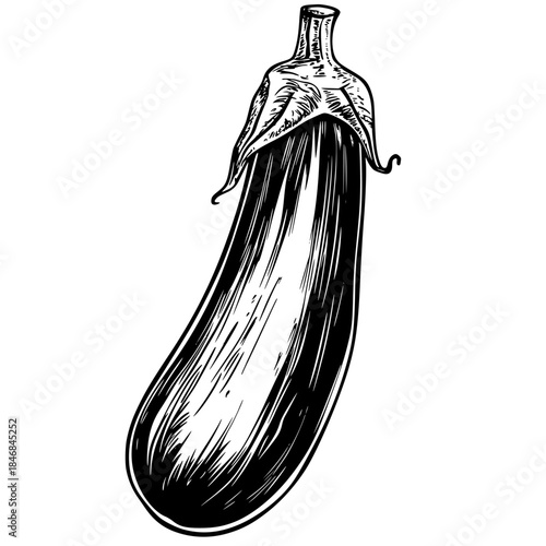 Eggplant Basket: Japanese Silhouette | Clean, isolated vector art for creative projects.