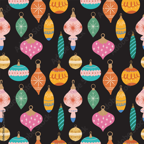 seamless pattern with christmas balls