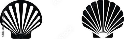 Minimal black and white seashell silhouette icons