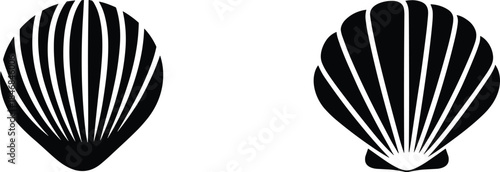 Minimal black and white seashell silhouette icons