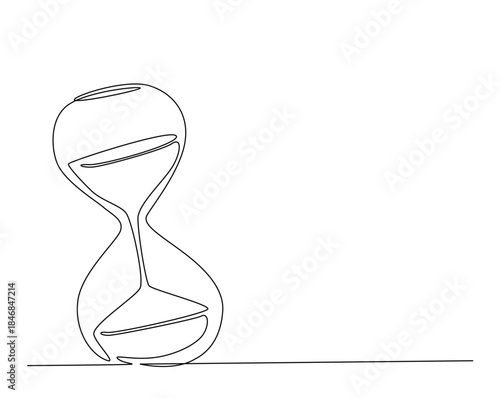 One continuous line drawing of hourglass timer. Sand glass timer tractor outline drawing illustration.