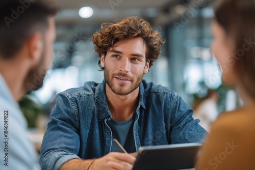 Team of professionals discussing over new business project