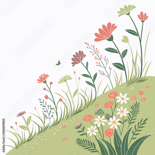 Colorful wildflowers on a green hillside colorful flowers