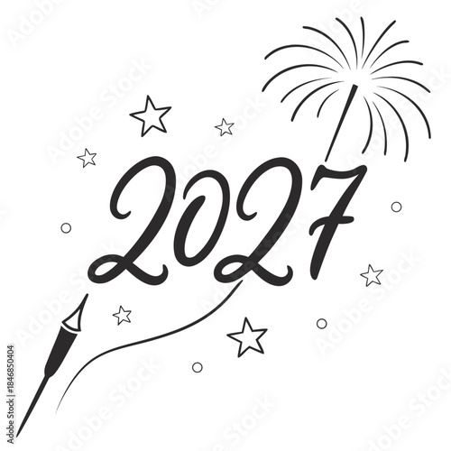 Black sparkler 2027 with stars minimal fireworks