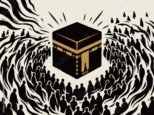 Pilgrims gathered around the Kaaba for Hajj