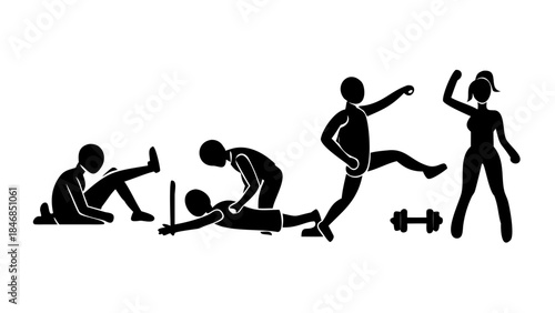 Fitness and Gym Activity Silhouettes, art vector design .vector icon