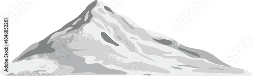 Minimalist illustration of a snow-covered mountain or rock pile in monochrome style