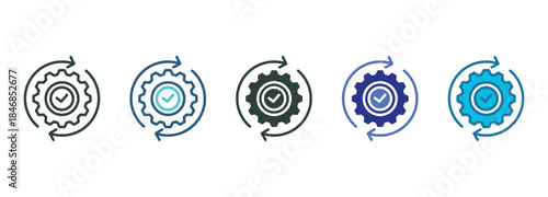 Flow Efficiency Icon Set Multiple Style Of