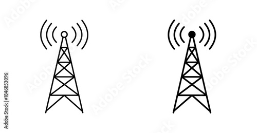 Signal Tower Communication Icon, Wireless Network Antenna Vector Symbol