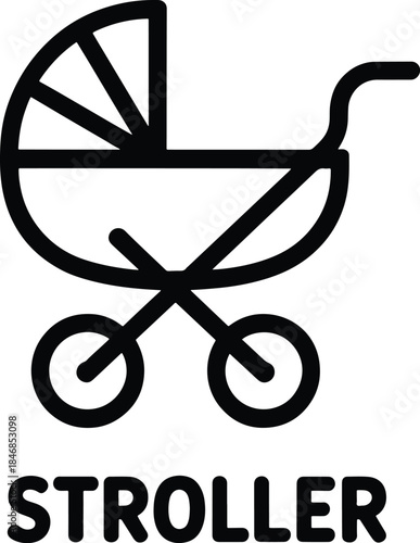 Baby stroller outline vector illustration simple design