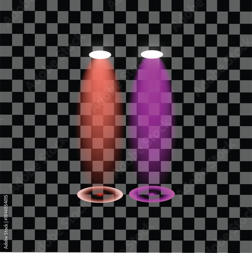 Colorful Stage Spotlight Beams Set Isolated on Transparent Background 