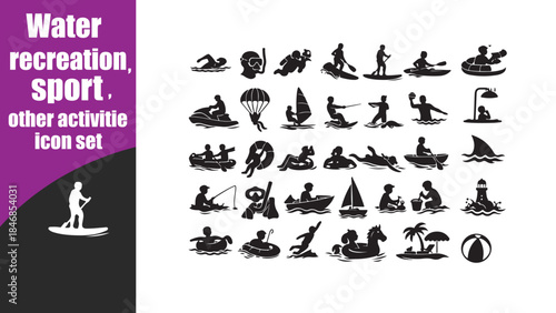 Water recreation,sport, other activitie icon set
