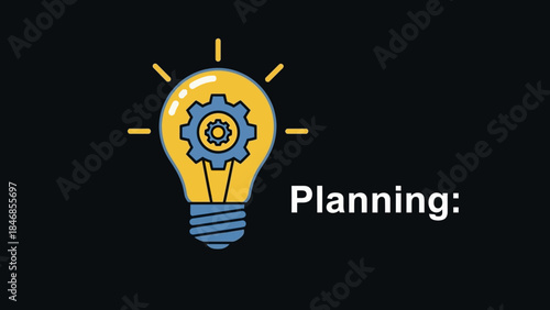 Innovative planning concept with gear inside lightbulb on black