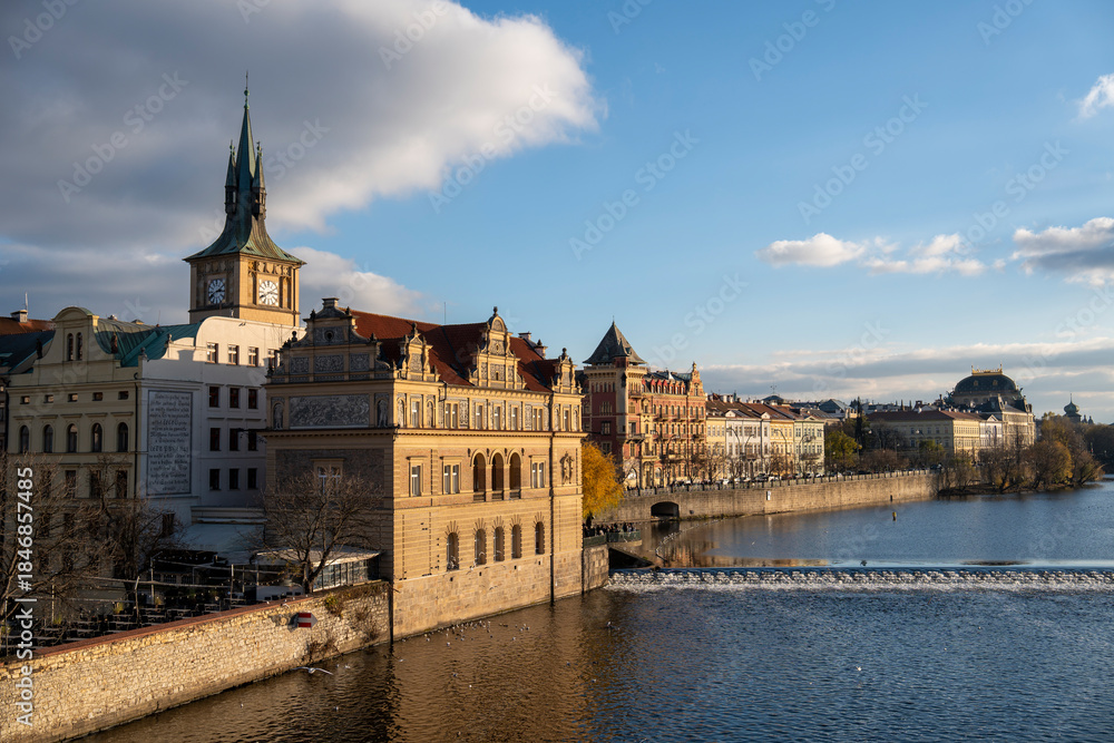 Fototapeta premium Historic Prague scenery along the Vltava River