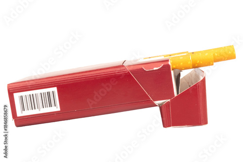 cigarette box color red isolated on white background
