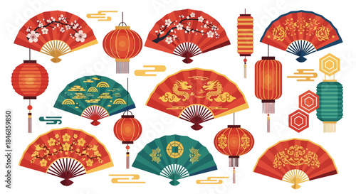 Elegant Oriental Design A Collection of Traditional Asian Fans and Lanterns