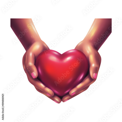 Hands holding a red heart symbolizing love and care
