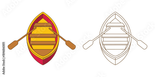 Rowboat coloring page illustration Vector illustration