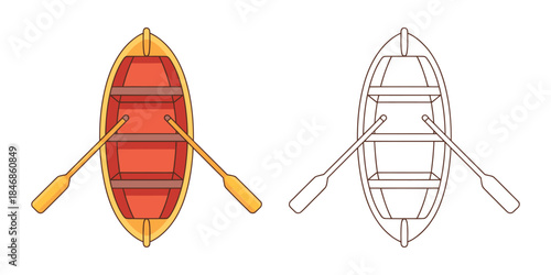 Rowboat coloring page Vector illustration
