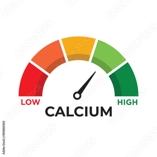 Gradient scale. Calcium level measuring device icon. Sign tachometer, speedometer, indicators. Infographic gauge element.