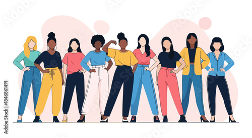 Celebrating Diversity and Empowerment A Group of Confident Women Standing Together in Solidarity