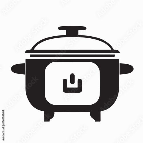 Rice cooker icon logo vector design template on white background