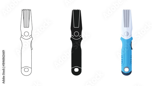 Electric Hair Trimmer Vector Set for Grooming and Barber Tools in Line, Silhouette and Color Style