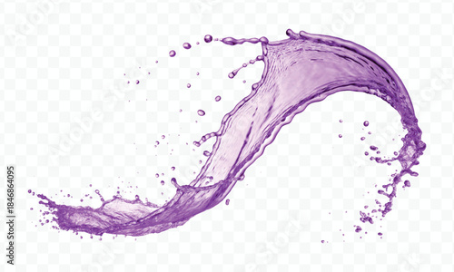 dynamic smooth liquid fresh water splash with drops in mid air cut out and curve style isolated on white background