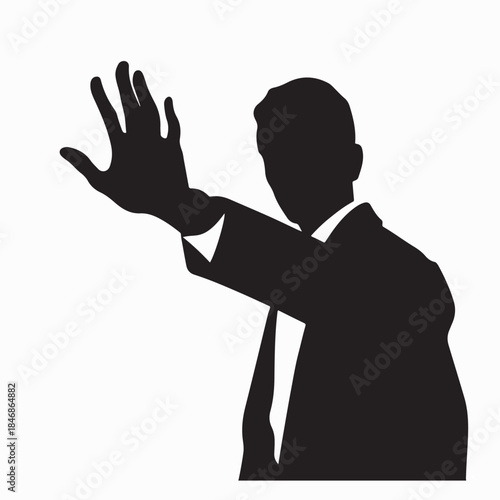Businessman Showing Stop Gesture Silhouette Vector Images 