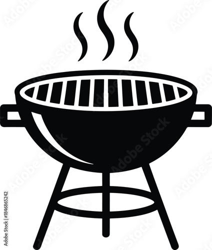 Barbecue Grill Silhouette with Smoke Illustration