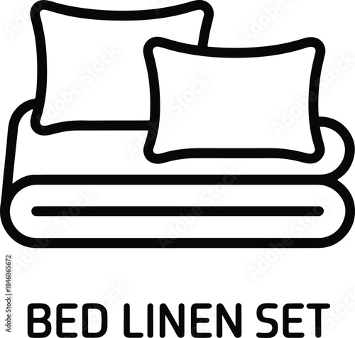 Bed linen set icon for bedroom decoration
