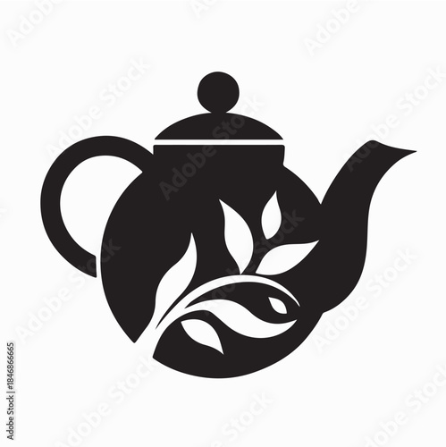Teapot logo Vector. Black and white Teapot logo Vector isolated on white background