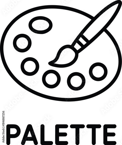 Black and white palette with brush art icon