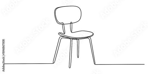 Minimalist design of a modern chair created with a single continuous line stroke Vector, illustration